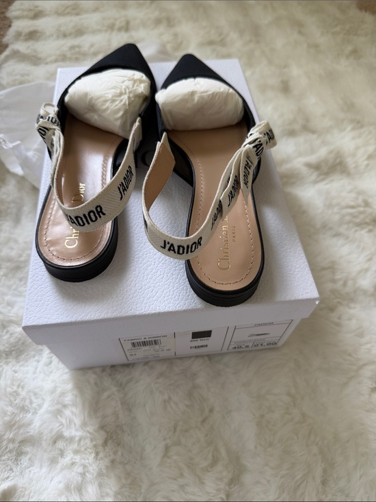 Dior Shoes - Dior Black Pointed Toe Slingback Flats with J'Adior Strap